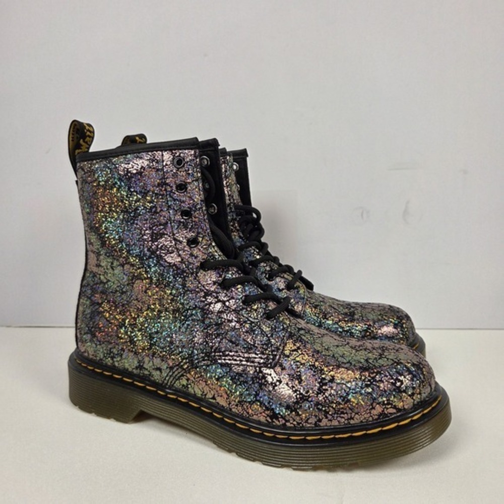Dr. Martens Boots Disco Crinkle Black 1460 Y Combat Zip  US Size 6 Girls 5 Boys - Picture 2 of 16